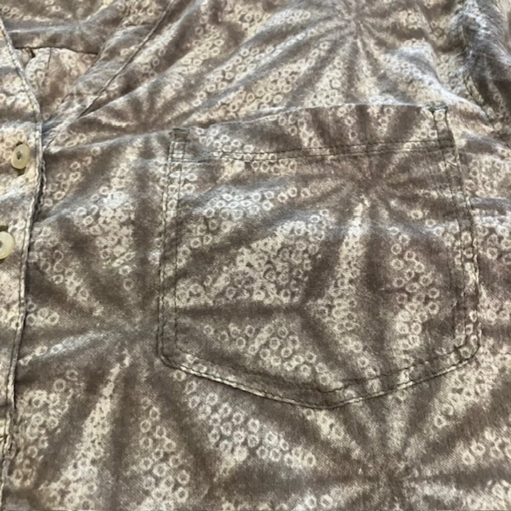 Carve Designs Green Leaf Print Blouse Womens XL Organic Cotton Gauze Lagenlook - Picture 7 of 9